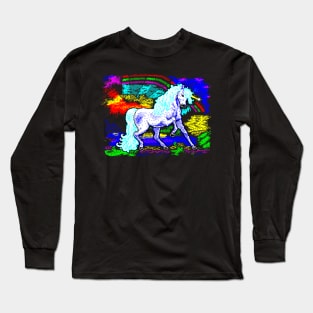 Unicorn Rainbow 8 Bit Art Long Sleeve T-Shirt